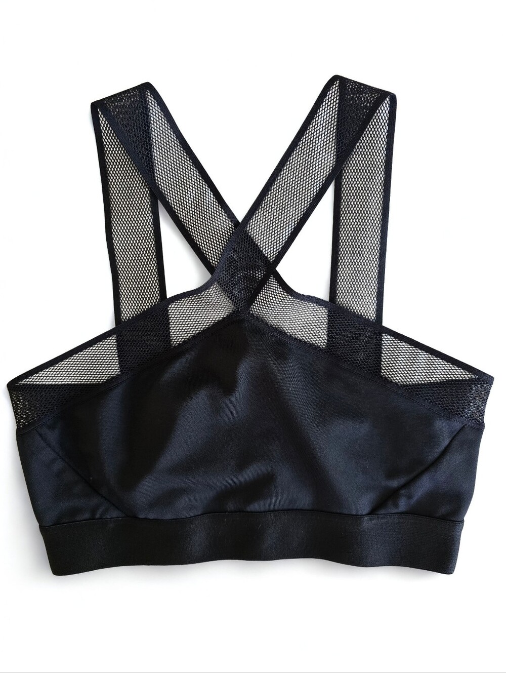 Heroine Sport Black Mesh Criss Cross Sports Bra Size S Made USA